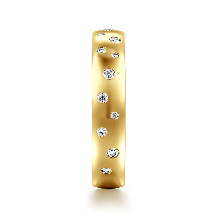 14K Yellow Gold Burnish Diamond Anniversary Band