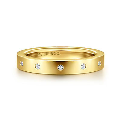 14K Yellow Gold Burnish Diamond Eternity Band