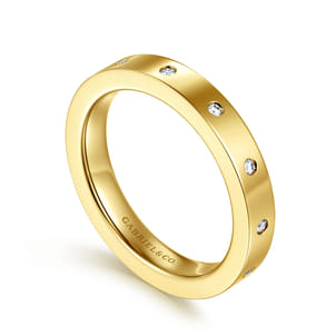 14K Yellow Gold Burnish Diamond Eternity Band