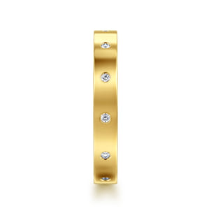 14K Yellow Gold Burnish Diamond Eternity Band