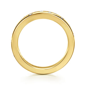 14K Yellow Gold Burnish Set Cluster Diamond Cigar Band