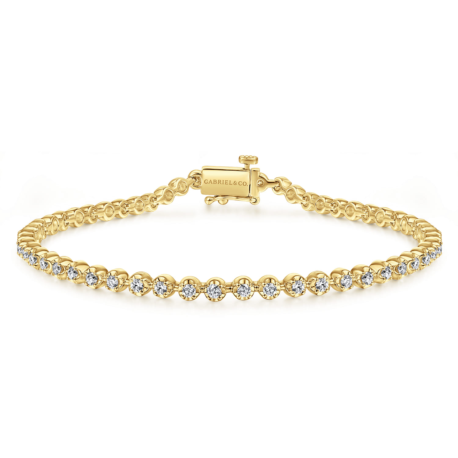 14K Yellow Gold Buttercup Set Diamond Tennis Bracelet - 1.01 ct - Shot 1