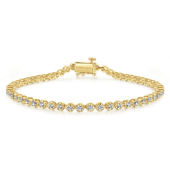 14K Yellow Gold Buttercup Set Diamond Tennis Bracelet