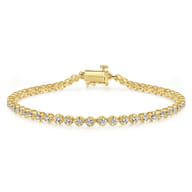 14K Yellow Gold Buttercup Set Diamond Tennis Bracelet