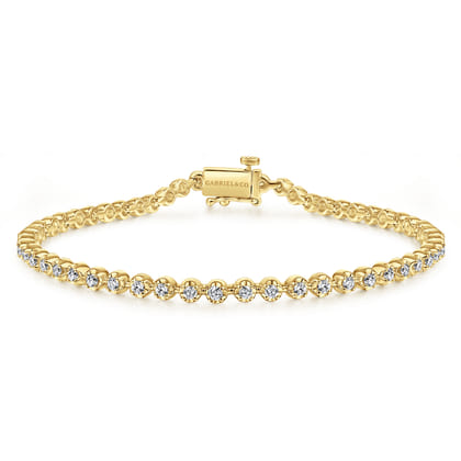 14K Yellow Gold Buttercup Set Diamond Tennis Bracelet