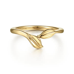 14K Yellow Gold Bypass Leaf Ring