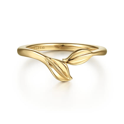 14K Yellow Gold Bypass Leaf Ring