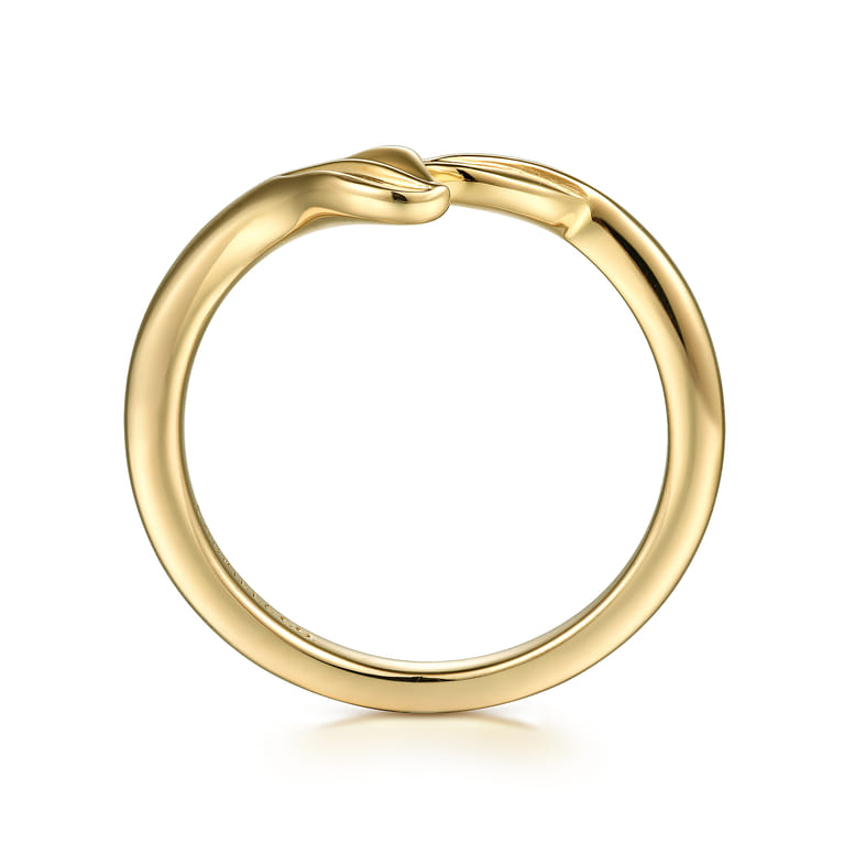 14K Yellow Gold Bypass Leaf Ring - Shot 2