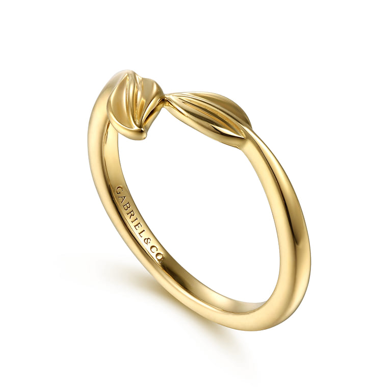 14K Yellow Gold Bypass Leaf Ring - Shot 3