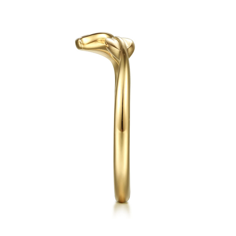 14K Yellow Gold Bypass Leaf Ring - Shot 4