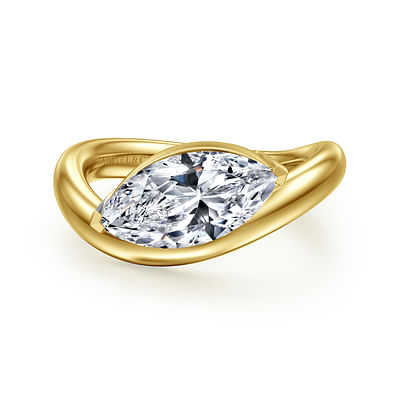 14K Yellow Gold Bypass Marquise Shape Diamond Engagement Ring