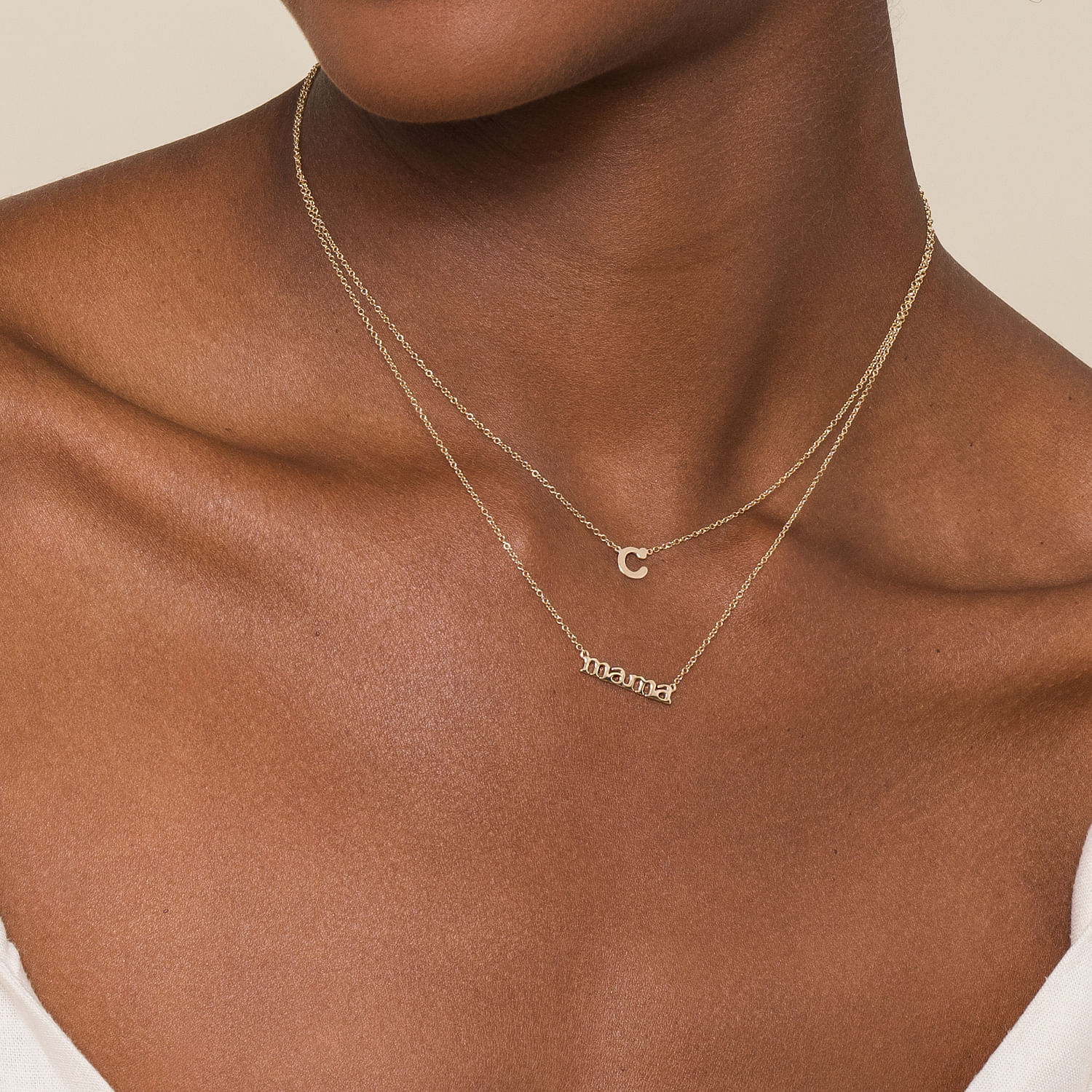 14K Yellow Gold C Initial Necklace - Shot 4