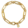 14K Yellow Gold Casted Bujukan Ball Link and Hollow Paperclip Link Chain Bracelet