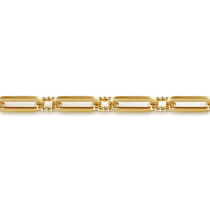 14K Yellow Gold Casted Bujukan Ball Link and Hollow Paperclip Link Chain Bracelet