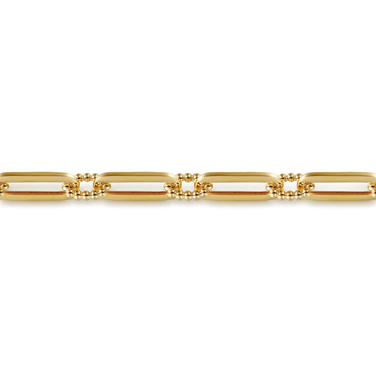 14K Yellow Gold Casted Bujukan Ball Link and Hollow Paperclip Link Chain Bracelet - Shot 2