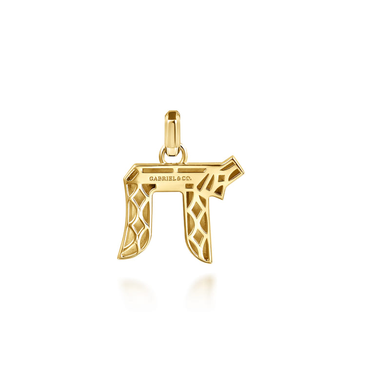 14K Yellow Gold Chai Pendant - Shot 2