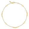 14K Yellow Gold Chain Ankle Bracelet with Diamond Shaped Stations