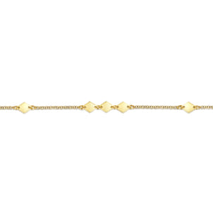 14K Yellow Gold Chain Ankle Bracelet with Diamond Shaped Stations