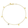 14K Yellow Gold Chain Ankle Bracelet with Round Hammered and Diamond Disc Drops - 0.07 ct