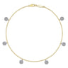 14K Yellow Gold Chain Ankle Bracelet with Round White Gold Diamond Drops - 0.13 ct