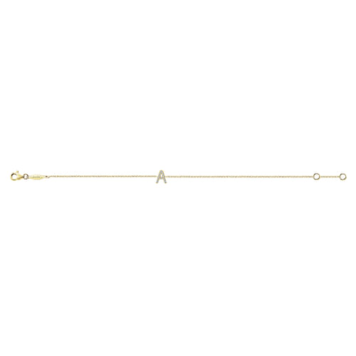 14K Yellow Gold Chain Bracelet with A Diamond Initial - 0.06 ct - Shot 3