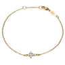 14K Yellow Gold Chain Bracelet with Diamond Cross - 0.1 ct