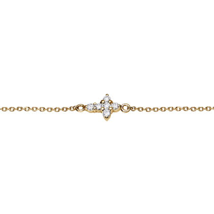 14K Yellow Gold Chain Bracelet with Diamond Cross