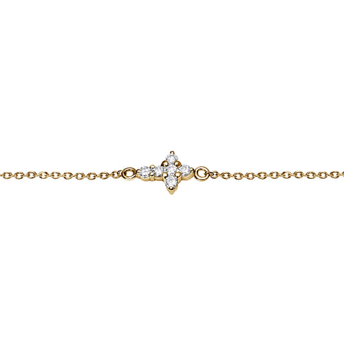 14K Yellow Gold Chain Bracelet with Diamond Cross - 0.1 ct - Shot 2