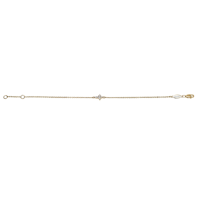 14K Yellow Gold Chain Bracelet with Diamond Cross - 0.1 ct - Shot 3