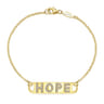 14K Yellow Gold Chain Bracelet with Diamond HOPE Nameplate - 0.21 ct
