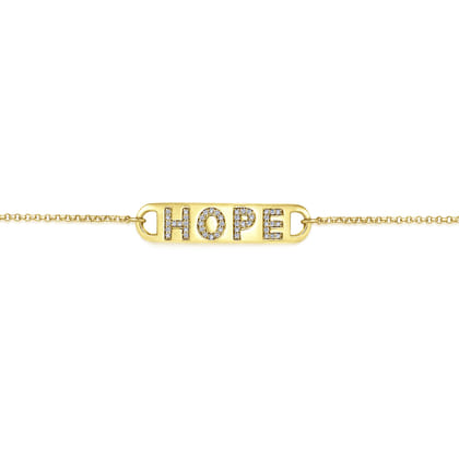 14K Yellow Gold Chain Bracelet with Diamond HOPE Nameplate