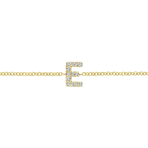 14K Yellow Gold Chain Bracelet with E Diamond Initial - 0.06 ct - Shot 2