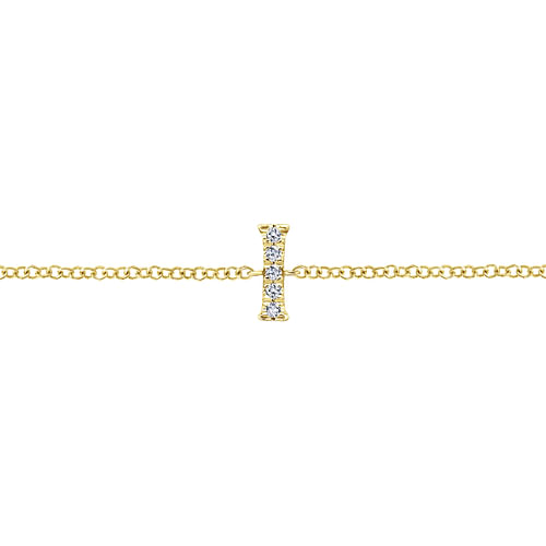 14K Yellow Gold Chain Bracelet with I Diamond Initial - 0.03 ct - Shot 2