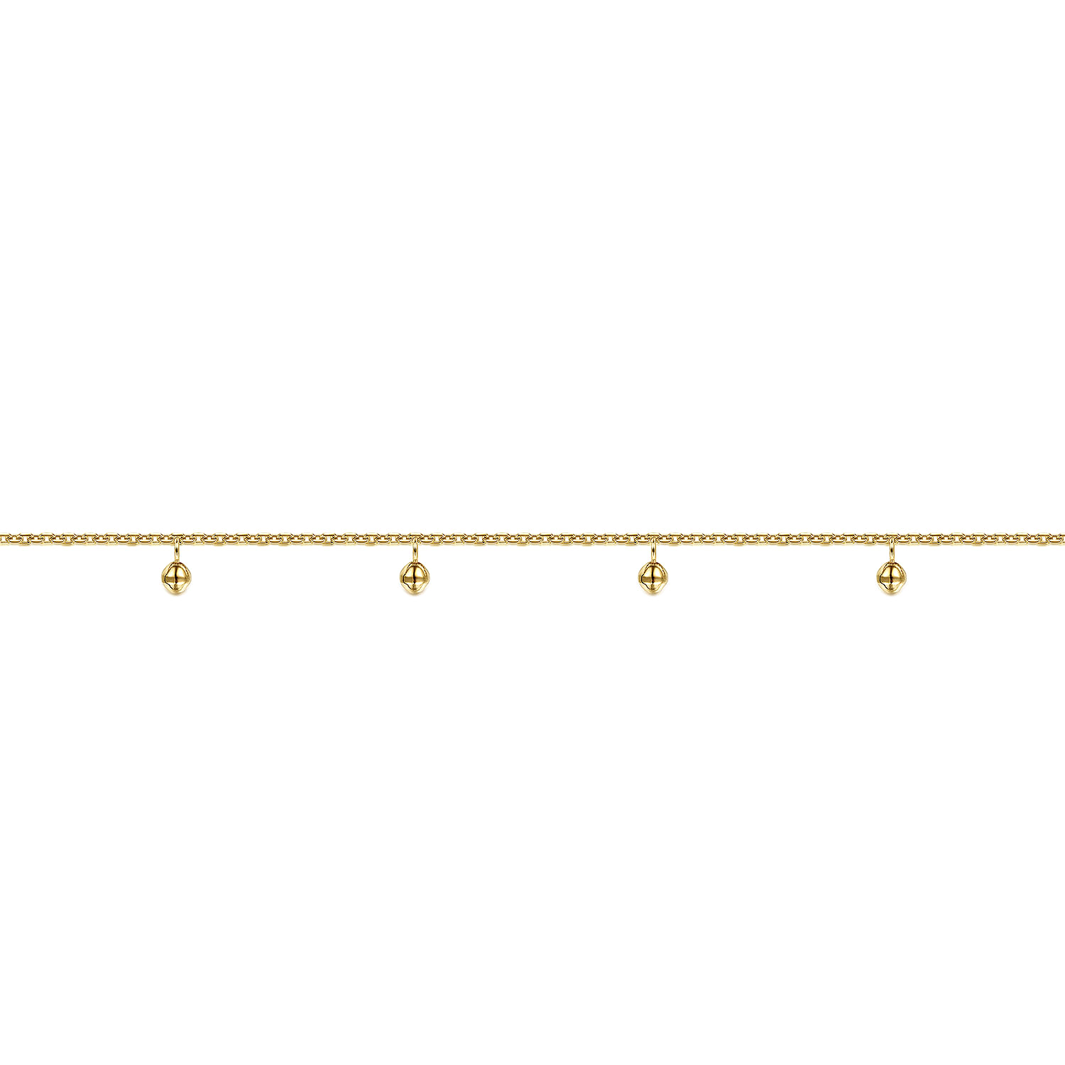 14K Yellow Gold Chain Bracelet with Metal Bead Drops