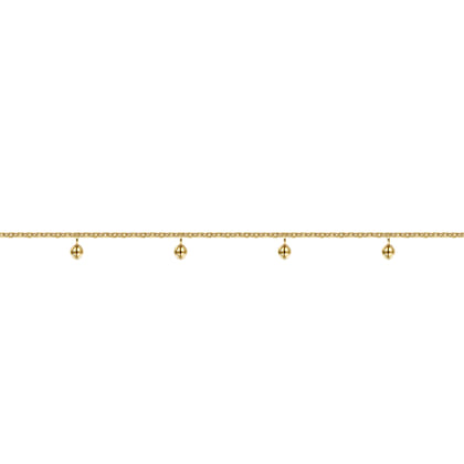 14K Yellow Gold Chain Bracelet with Metal Bead Drops