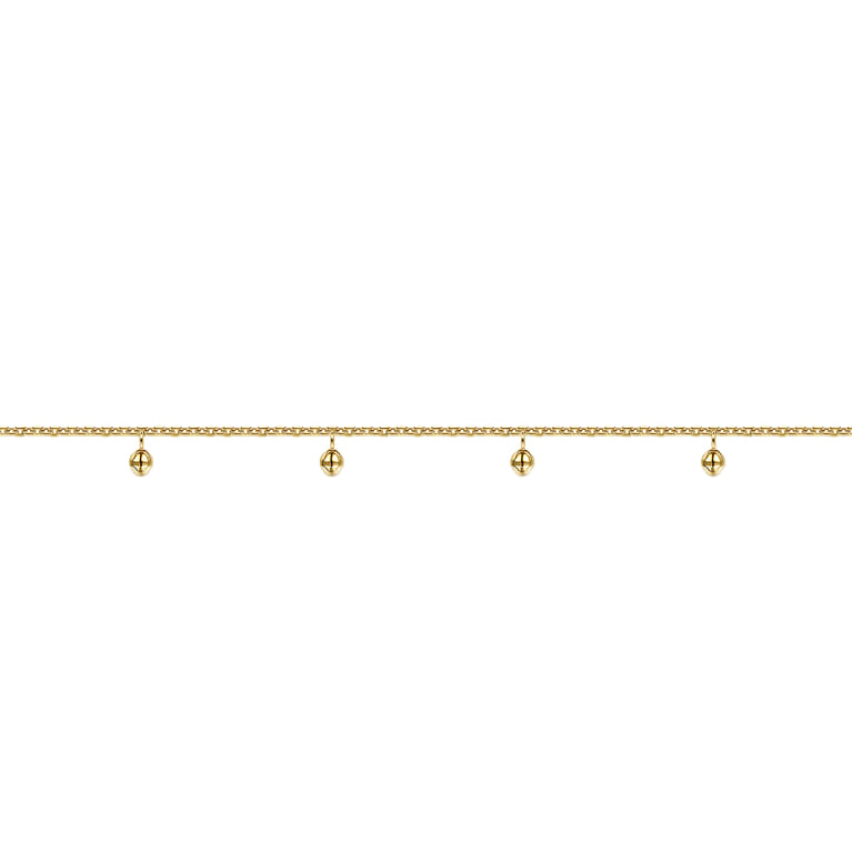 14K Yellow Gold Chain Bracelet with Metal Bead Drops - Shot 2