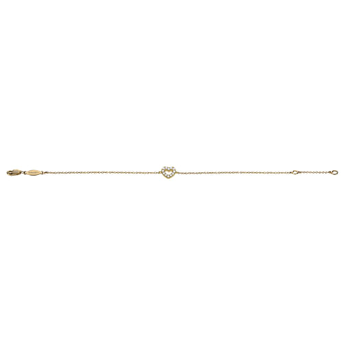 14K Yellow Gold Chain Bracelet with Pave Diamond Heart - 0.12 ct - Shot 3