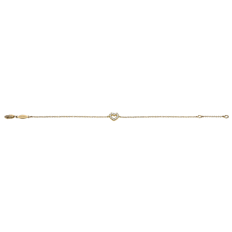 14K Yellow Gold Chain Bracelet with Pave Diamond Heart