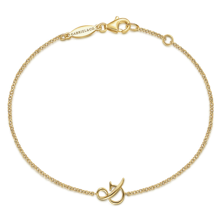 14K Yellow Gold Chain Bracelet with  Symbol - Shot 1