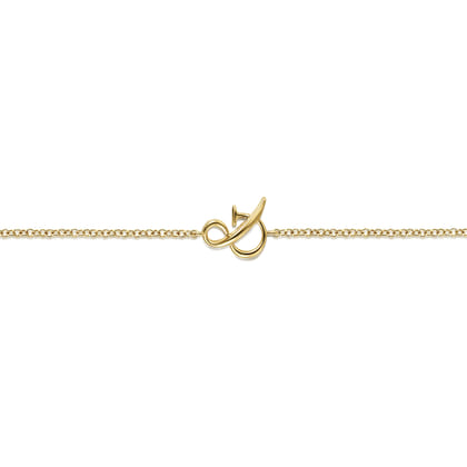 14K Yellow Gold Chain Bracelet with  Symbol
