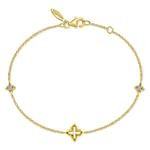 14K-Yellow-Gold-Chain-Bracelet-with-White-Sapphire-Clover-Stations1