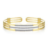 14K Yellow Gold Chain Link Bangle with Diamond Frame - 0.75 ct