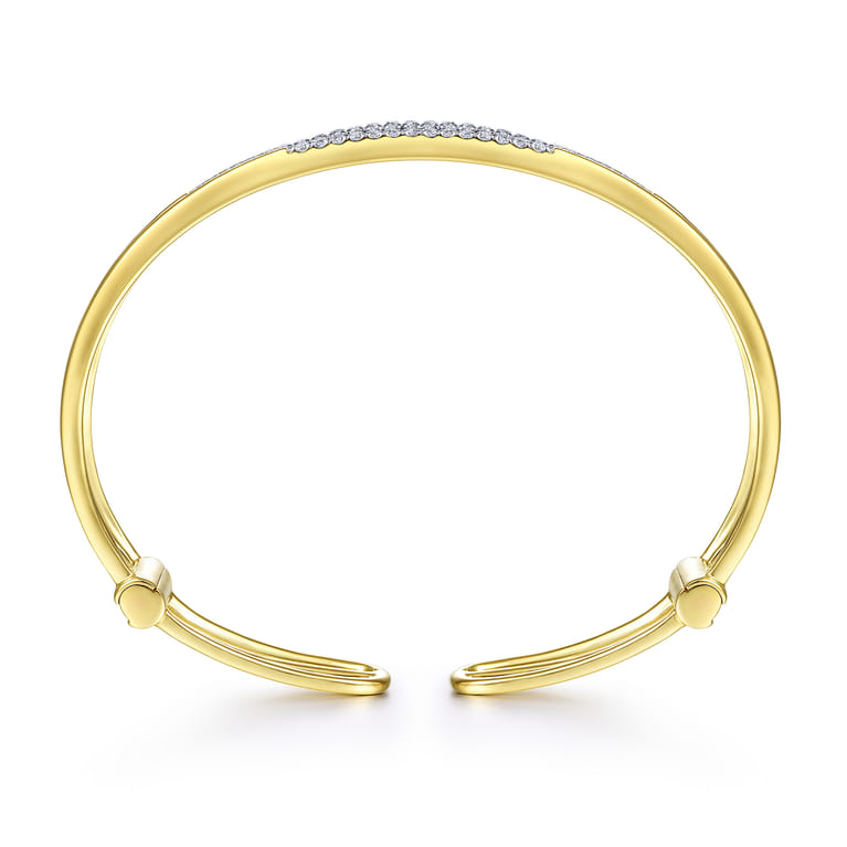 14K Yellow Gold Chain Link Bangle with Diamond Frame - 0.75 ct - Shot 3