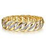 14K Yellow Gold Chain Link Bangle with Diamond Pave Stations - 1.3 ct