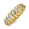 14K Yellow Gold Chain Link Bangle with Diamond Pave Stations - 1.3 ct