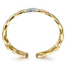 14K Yellow Gold Chain Link Cuff Bracelet with White Gold Pave Diamond Station - 0.42 ct
