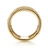 14K Yellow Gold Chain Link Ring with Twisted Rope Frame
