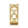 14K Yellow Gold Chain Link Ring with Twisted Rope Frame