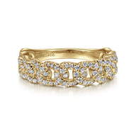 14K Yellow Gold Chain Link Stackable Diamond Ring