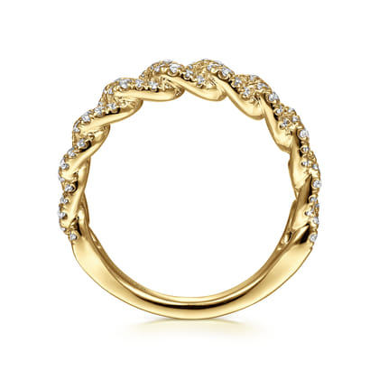 14K Yellow Gold Chain Link Stackable Diamond Ring